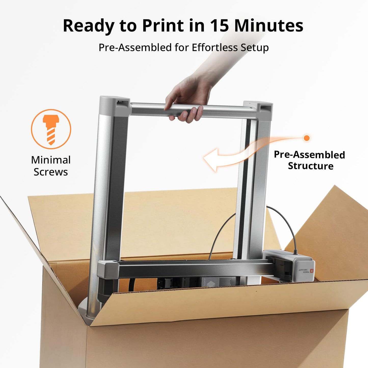 Anycubic Kobra 4 Combo 3D Printer with ACE 2 Pro, Born with 4 Color Multicolor Printing, Fully Enclosed Stable Design, 260x260x260mm³ Large Volume, Easy Auto Leveling for Hobbyist Beginners