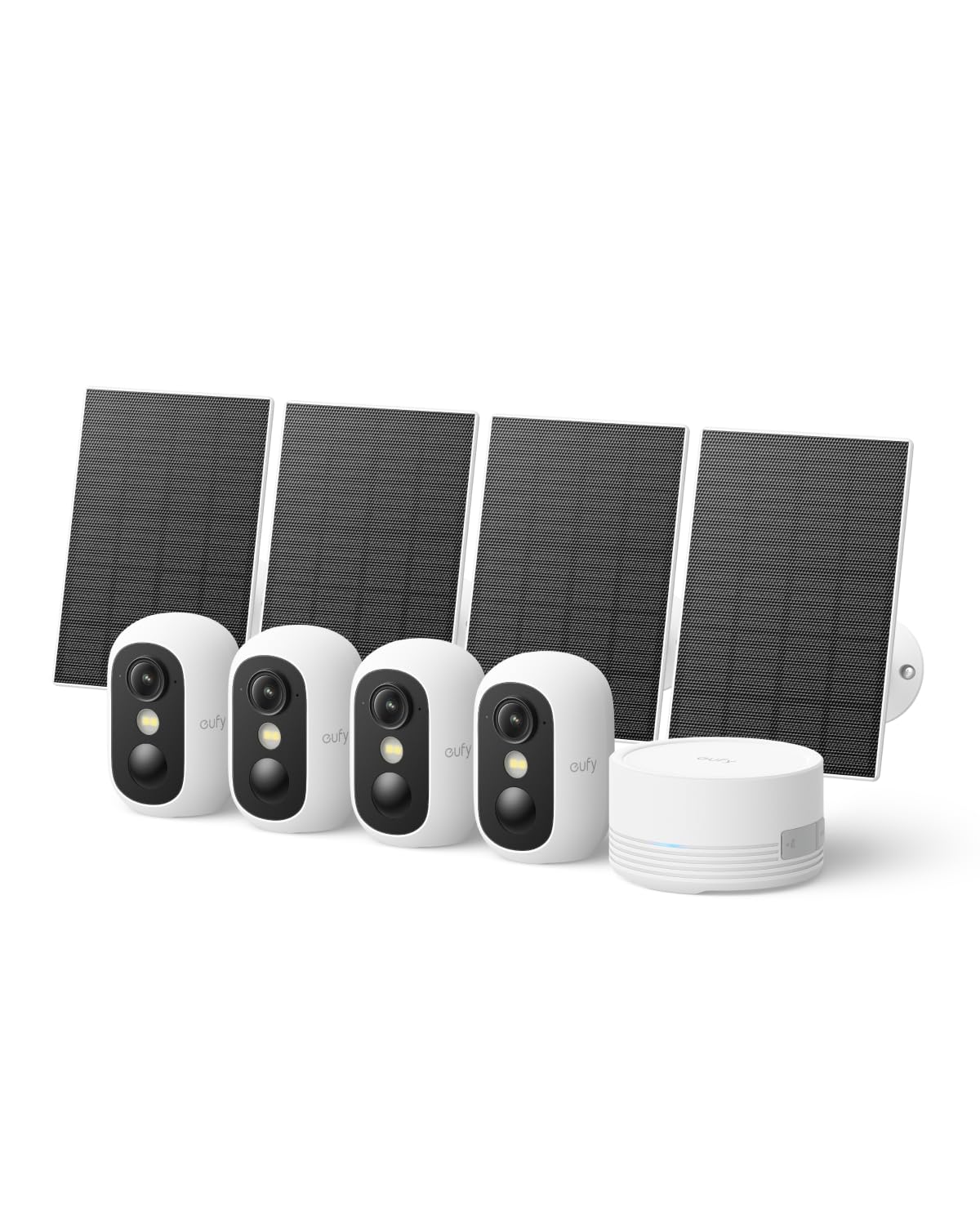 eufy Security eufyCam C35 4-Cam Kit with Solar Panel, Wireless Security Camera, Outdoor and Indoor, Magnetic Mount, Color Night Vision, Local Storage, No Monthly Fee, IP67, Built-in 8GB, White