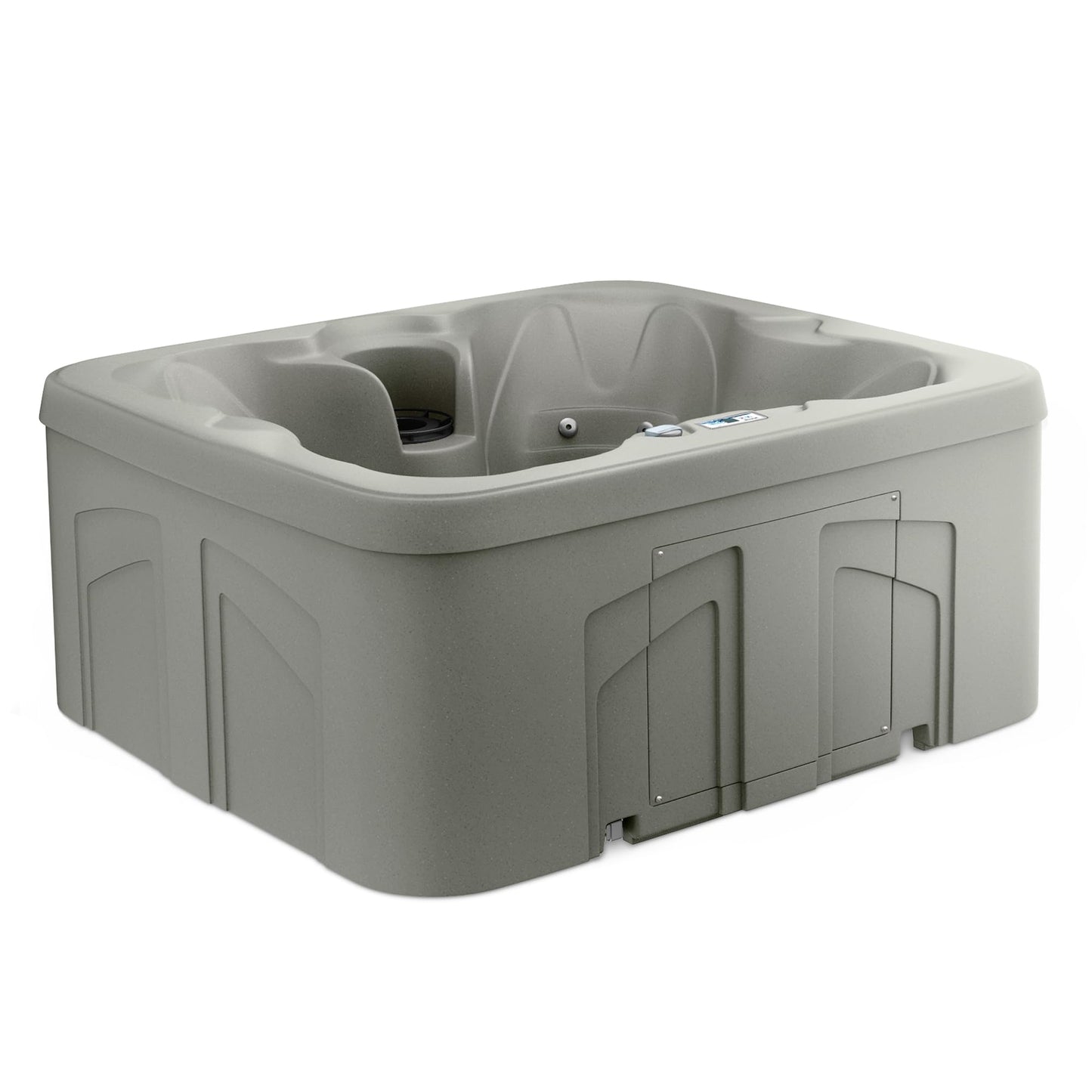 Lifesmart 4-Person Plug & Play Square Hot Tub Spa with 13 Jets, 1.0 HP Pump, Thermal Cover and LED Light, Outdoor Spa, Taupe