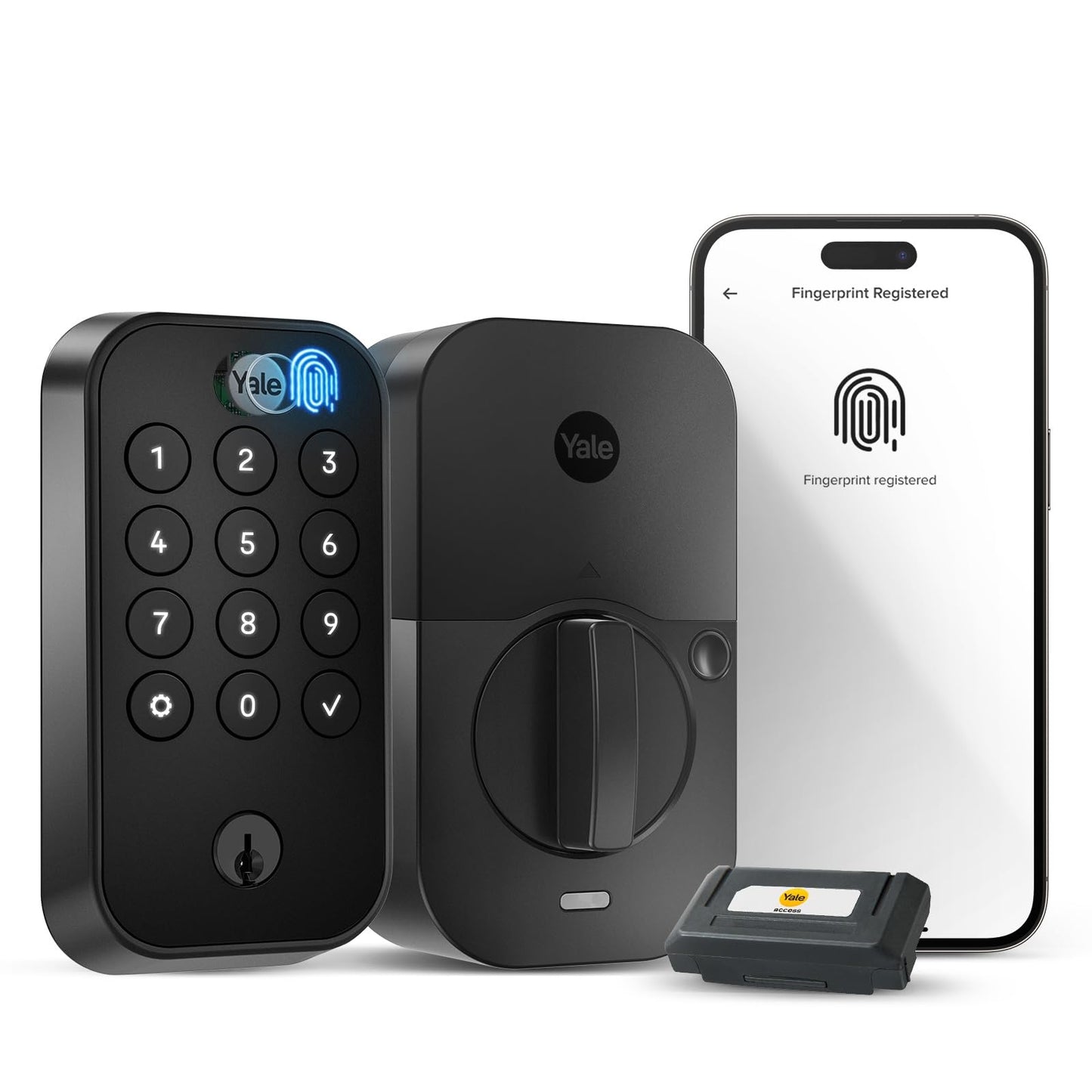 Yale Security Assure Lock 2 Touch Deadbolt, Black Suede Keyed Smart Entry Door Lock with Wi-Fi Connected Keypad and Fingerprint Scanner for Code Entry and Remote Access, YRD410-F-WF1-BSP