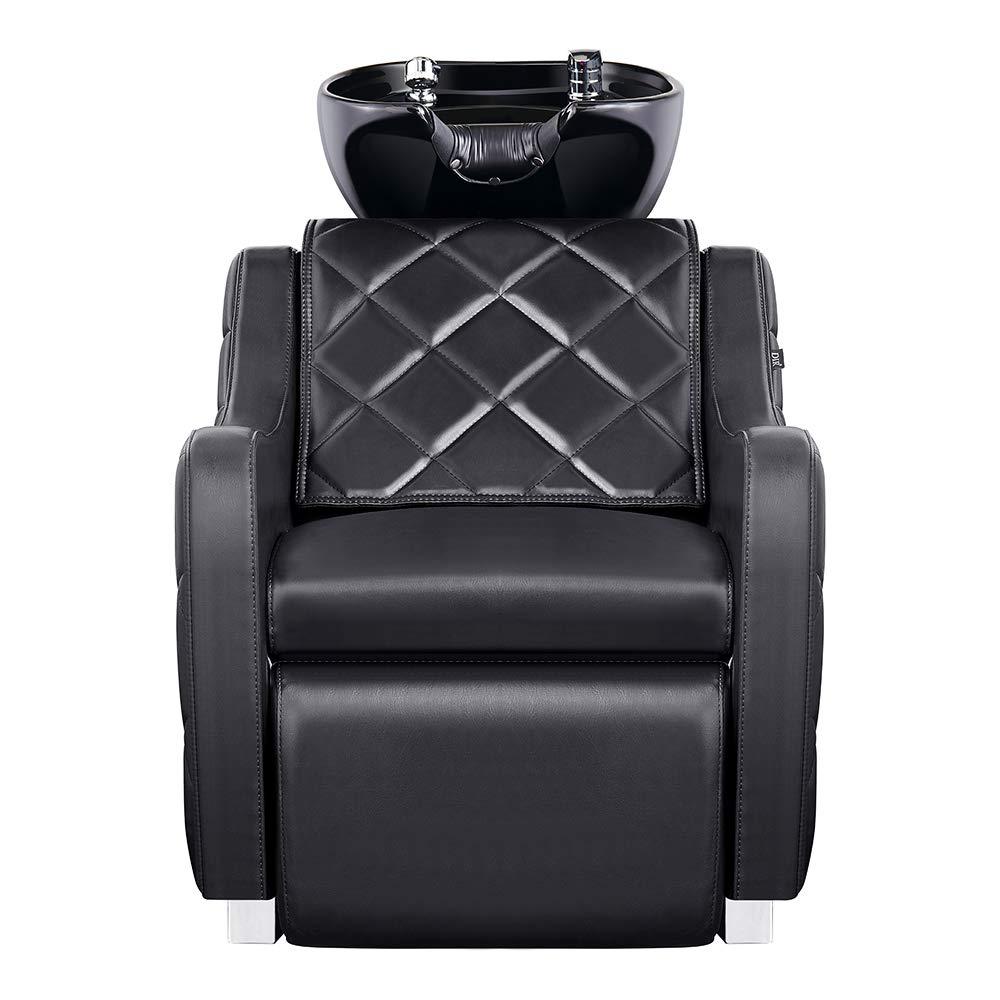 Shampoo Backwash Unit Massage and Electrical Leg-Rest Salon Shampoo Station Minervah in Black