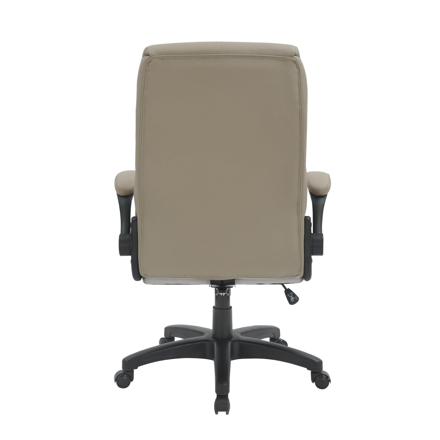 Ergonomic Faux Leather Office Chair, High Back Padded Executive Desk Chair with Flip-Up Armrests, Adjustable Height, Tilt Control, and Smooth-Rolling Wheels for Home and Office Desk, Taupe