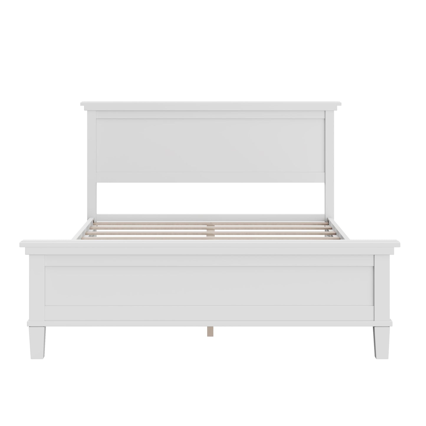 Merax Full Size Platform Bed Frame with Headboard, Solid Wood Bed Frame, Mid-Century Modern Farmhouse Bed with Wood Slat Support, No Box Spring Needed, Under-Bed Storage