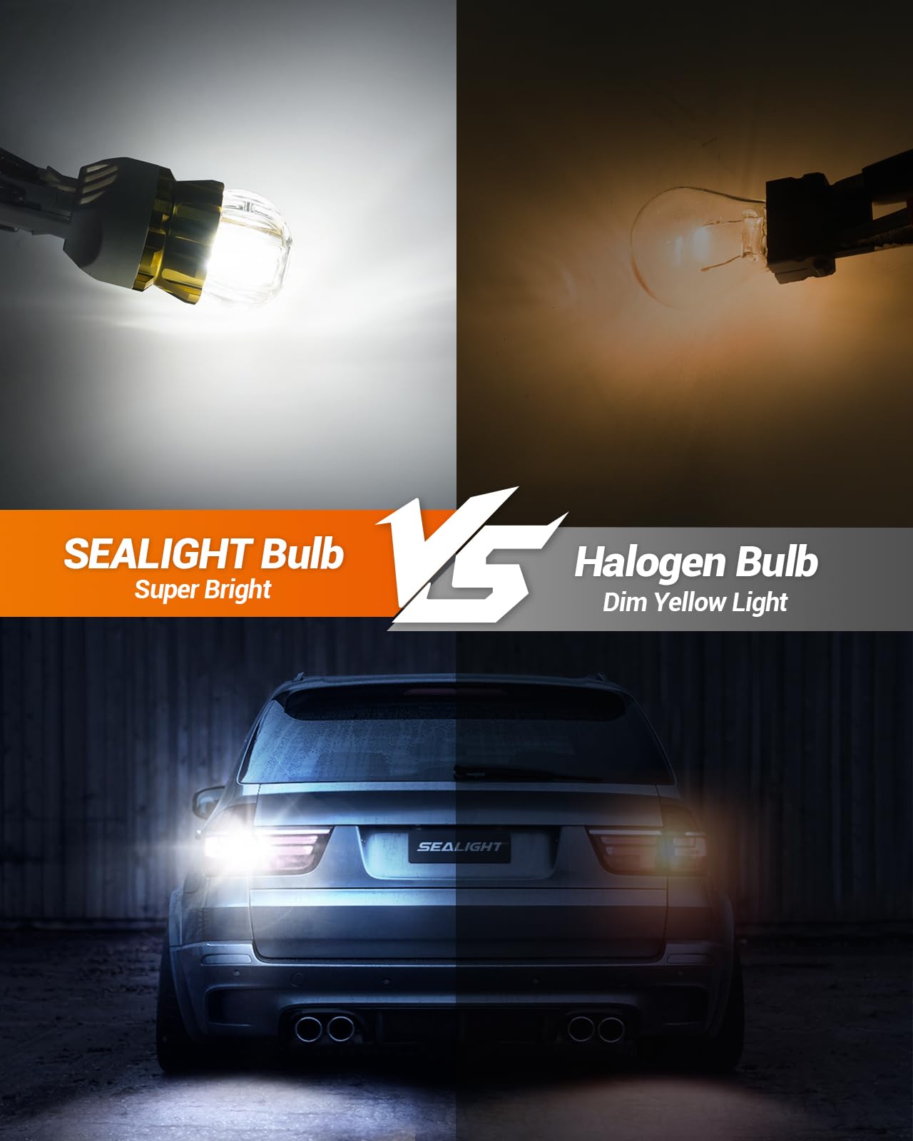 SEALIGHT 7440 7443 LED Bulb Super Bright 3000 Lumens White Reverse Lights, Pack of 2, J6 Model, 7443 Size