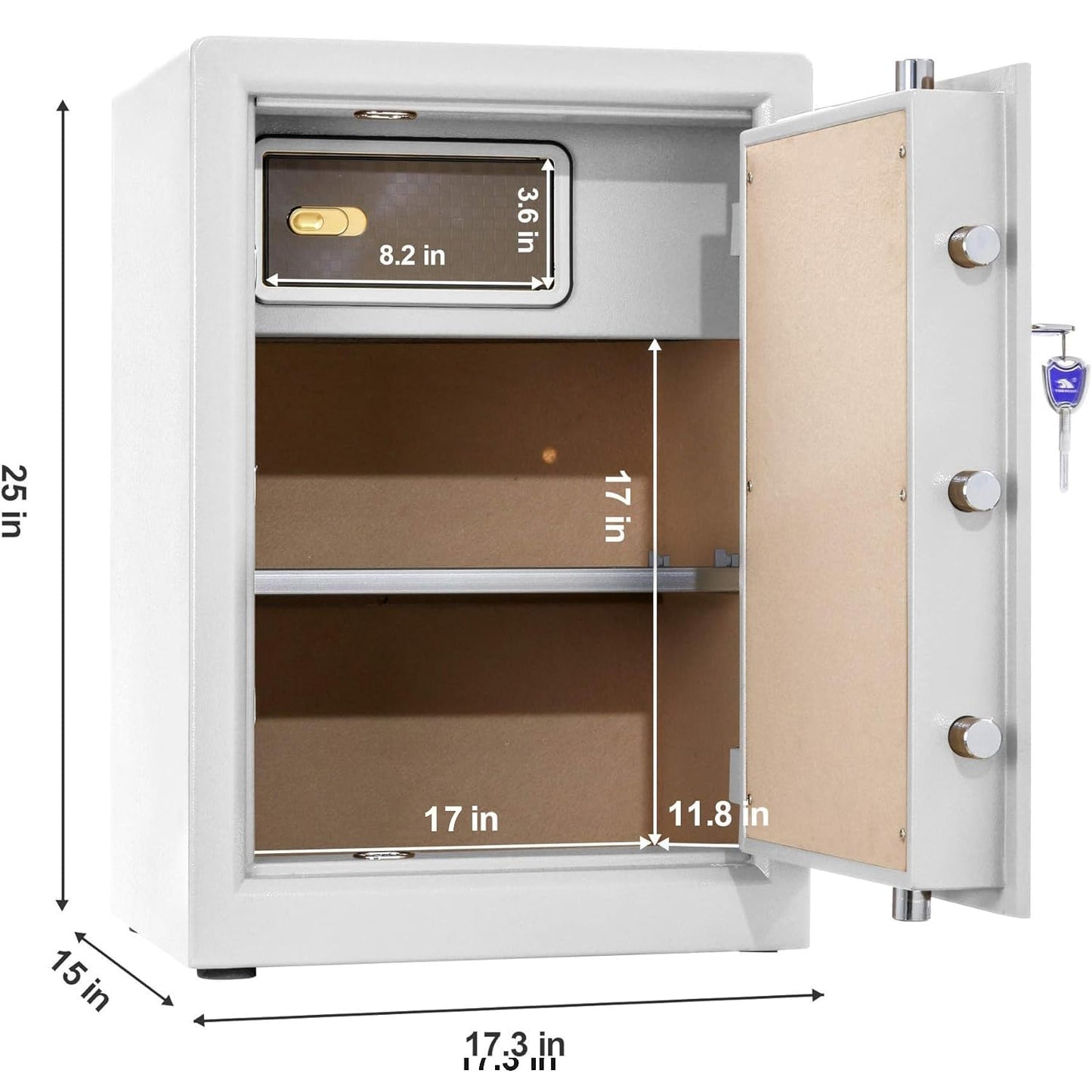 TIGERKING Home Safe Box, 3.7 Cu Ft Large Heavy-Duty Steel Security Safe, Anti-Theft, Dual Alarm System, Digital Keypad Lock & Backup Keys, for Money, Jewelry and Valuables, White