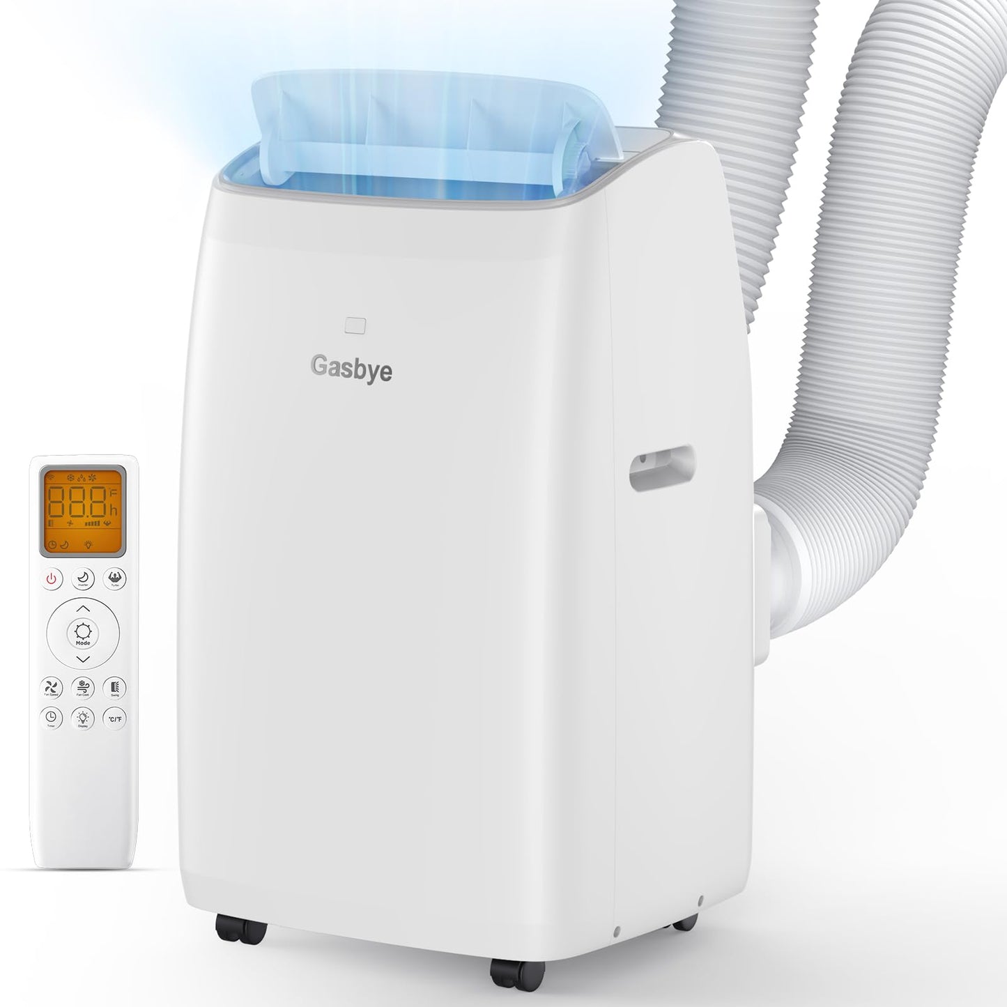 Gasbye Dual Hose Portable Air Conditioner, [2026 Upgraded] Full DC Inverter Compressor, Energy-Saving 13.6 CEER, Low Noise (45dB), Cools Room up to 500 Sq.Ft., Backlit Remote Control, 14,000BTU, White