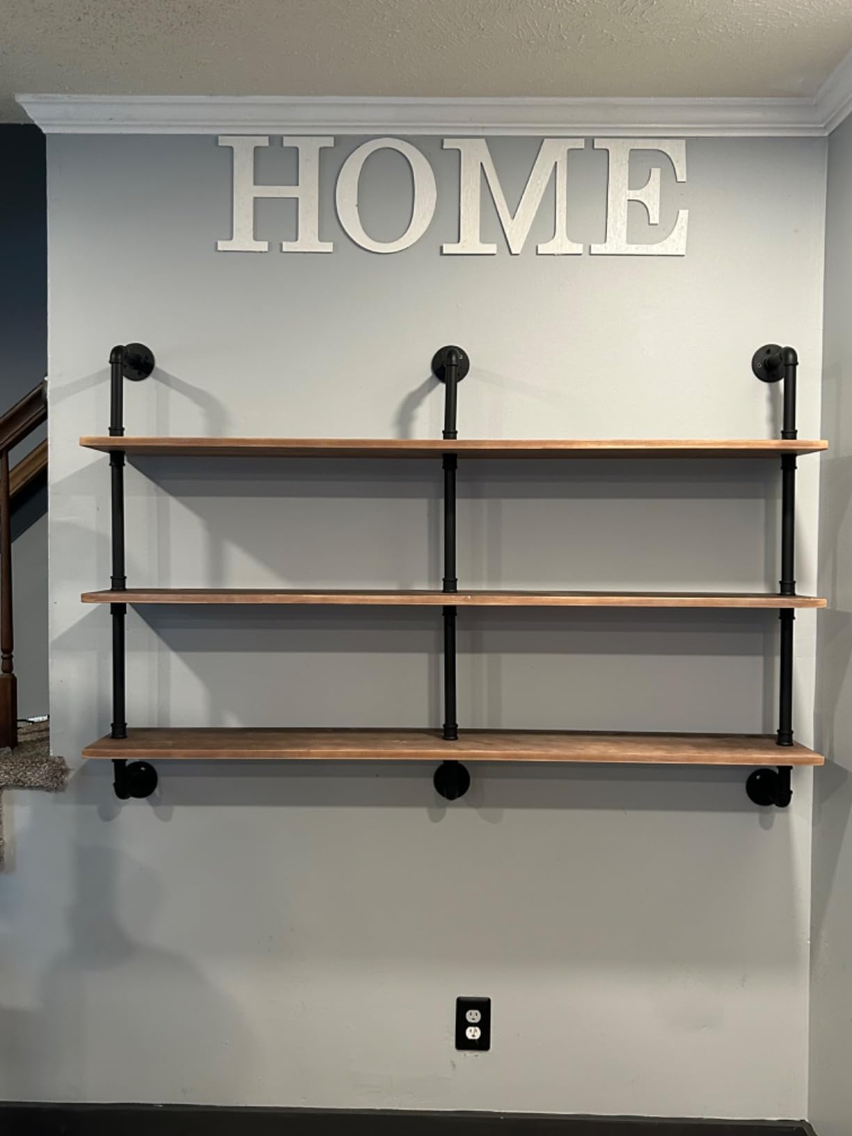 HDDFER Floating Shelves for Wall Bookshelf Industrial Pipe Shelving Shelves Natural Wood Planks 60 inch Rustic Wall Shelves Hanging Bookshelves Farmhouse Kitchen Shelving