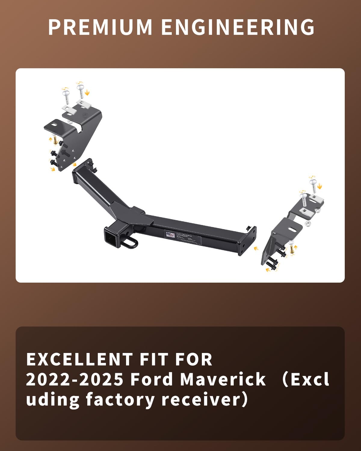 2” Receiver Trailer Hitch for 2022–2025 Ford Maverick (No Factory Tow Package) | Class 3 | 4,000 lbs Towing | Easy Bolt-On Install