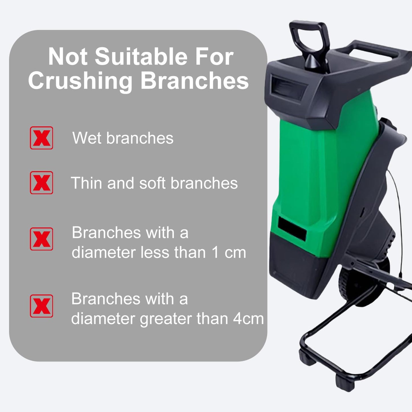Electric Wood Chipper Shredder 2400W Mulcher with 50L Collection Bag for Lawn and Garden Use