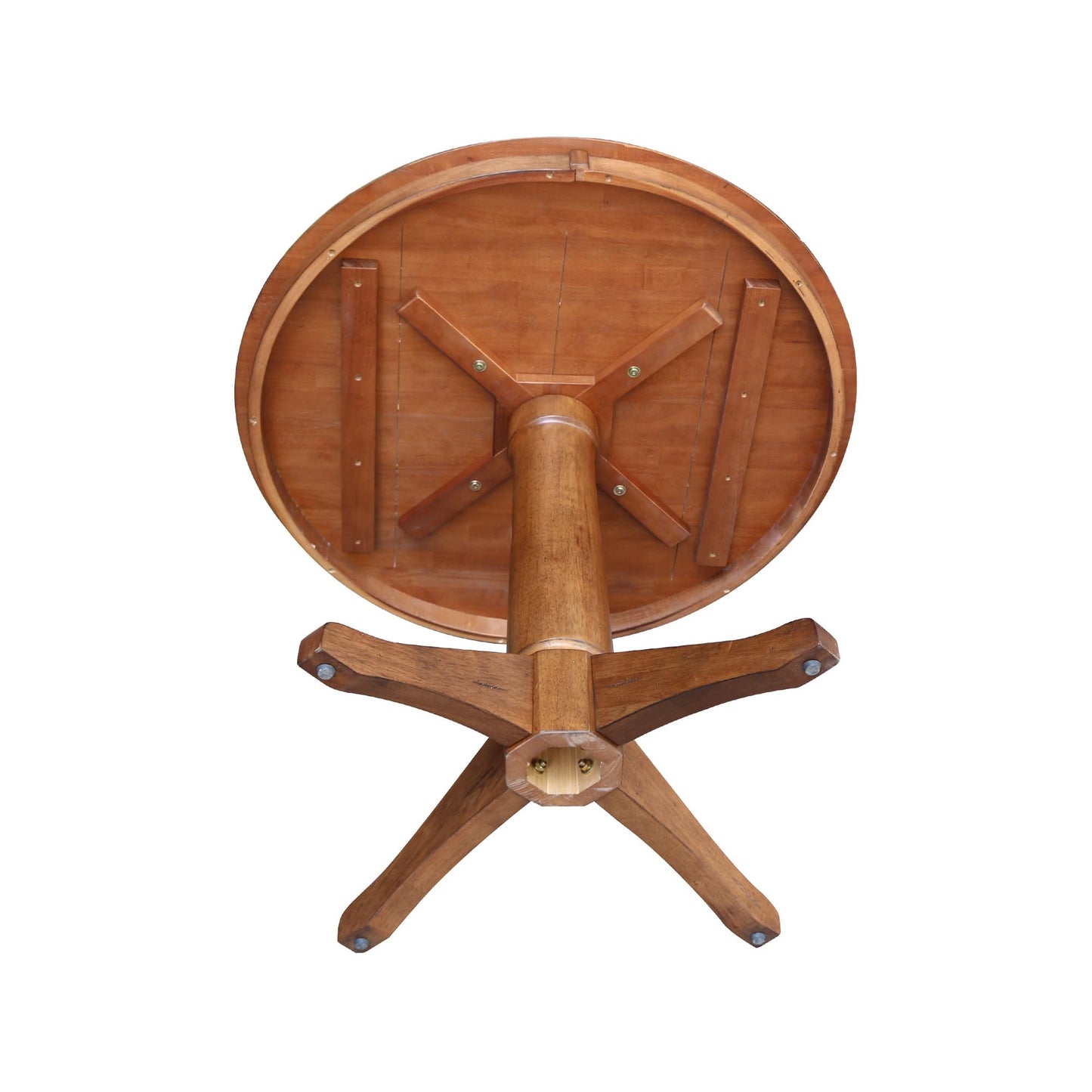 IC INTERNATIONAL CONCEPTS 36" Solid Wood Round Top Pedestal Table in Distressed Oak - 29.9" Height