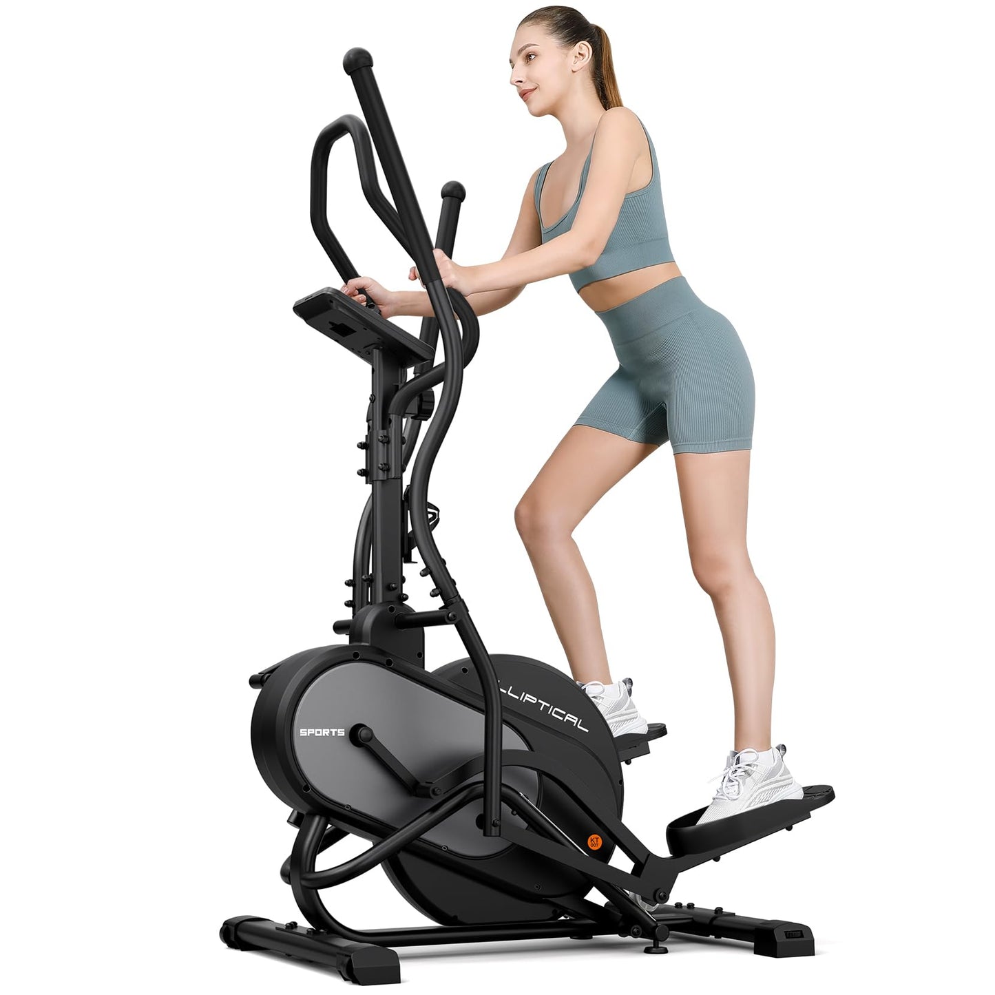 THERUN Elliptical Exercise Machine, Cardio Climber Elliptical Machine for Home, Stair Stepper Elliptical Training Machines w/ 13LBS&18LBS Flywheel, 16 Levels Resistance (18LBS Flywheel Grey)
