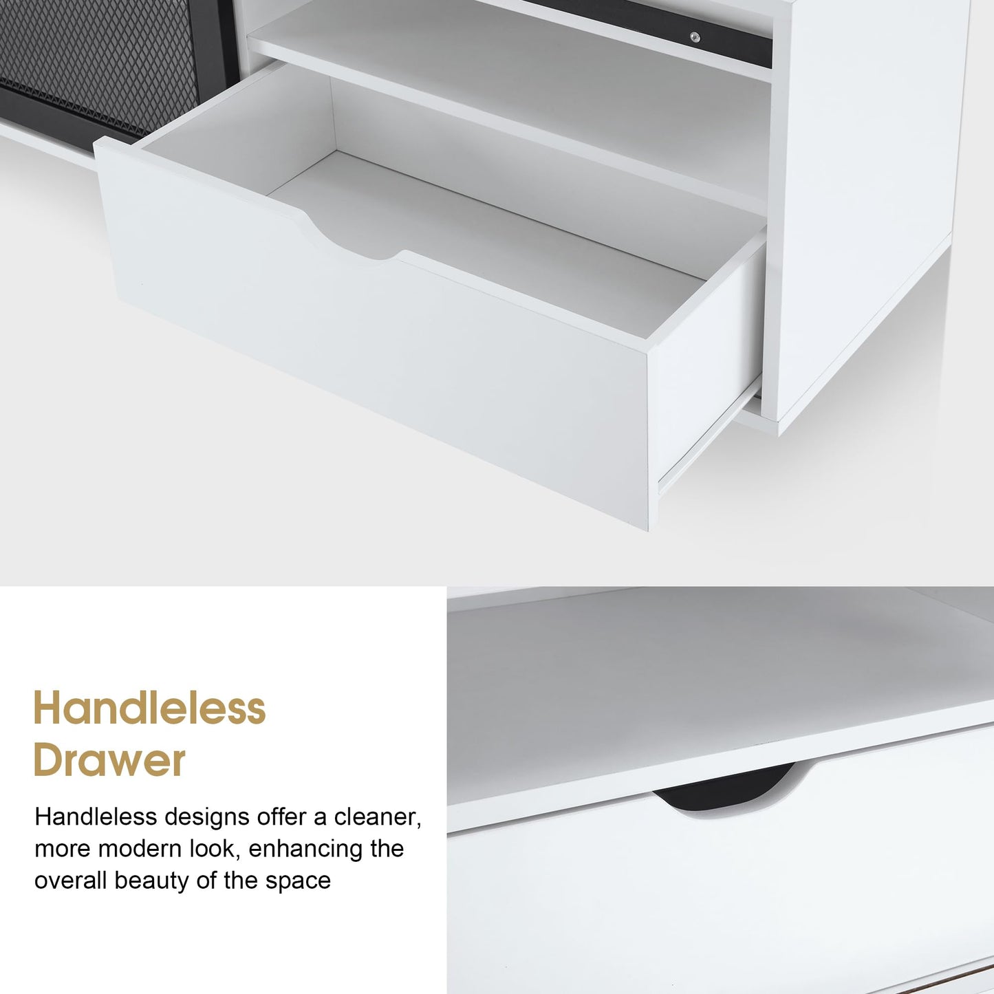 BarberPub Wall Mount Station with 3 Metal Tool Holders, Multi-Functional Storage Cabinet, Styling Station with Sliding Door, Open Storage Beauty Salon Organizer 2503 (White)
