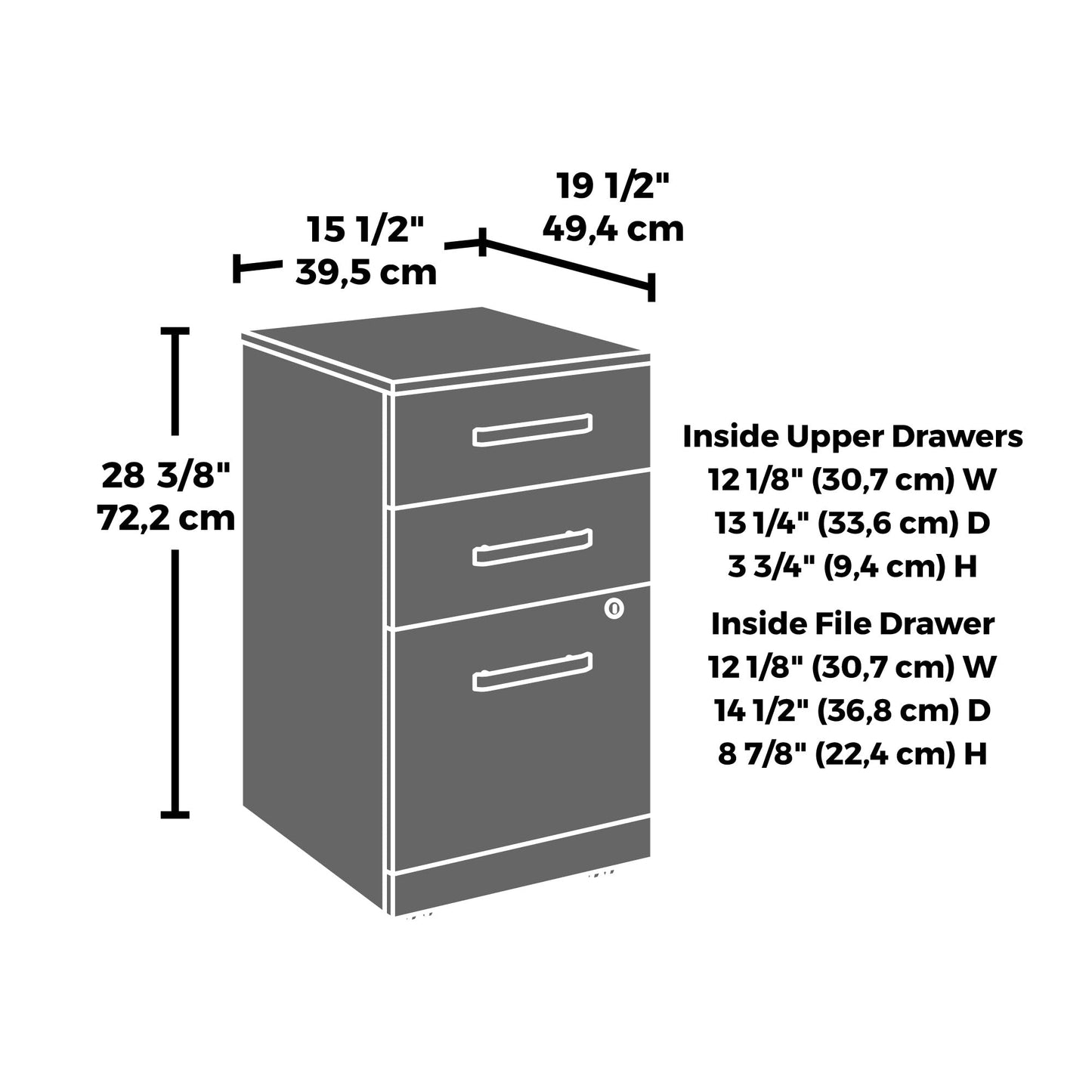 OfficeWorks by Sauder Affirm 3 Drawer Mobile File, Noble Elm Finish