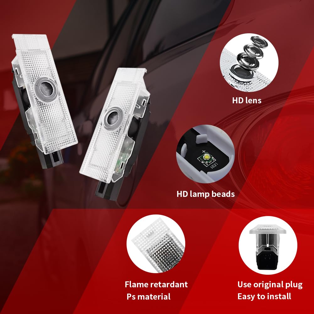 BuJinZeTui 2PCS Door Lights Logo LED Ghost Shadow Projection Light for Challenger 2015-Present, Color 04, Plastic