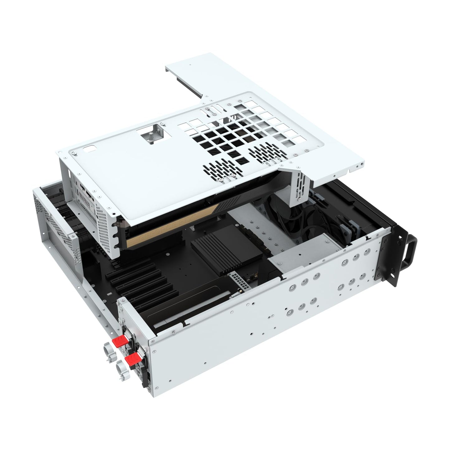 Silverstone Technology RM32 3U rackmount Server Chassis Supporting 4-Slot high-end Graphics Cards and 360mm radiators, SST-RM32
