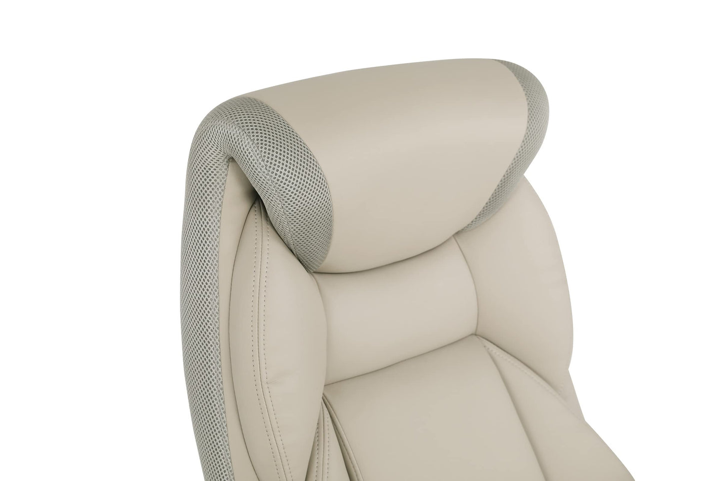 Office Star ECH Series Executive Bonded Leather Office Chair with Lumbar Support and Padded Height Adjustable Arms, Taupe with Cocoa Coated Nylon Base