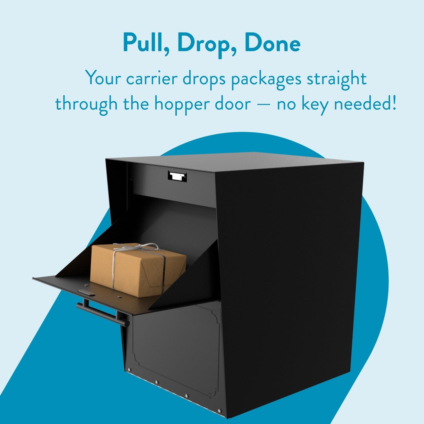 Architectural Mailboxes Oasis® Drop Box Secure, Locking Heavy Duty, Steel Metal Package Box for Outside, Black XL Extra Large with Magnetic Waterproof Door