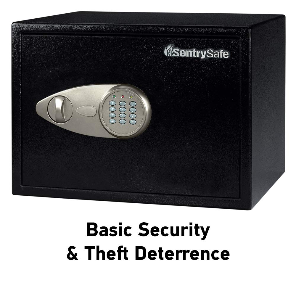 SentrySafe Black Home Safe with Shelf and Digital Keypad, Large Safe for Laptop, Documents, Money, Exterior: 10.6 x 16.9 x 14.6 Inches, X125