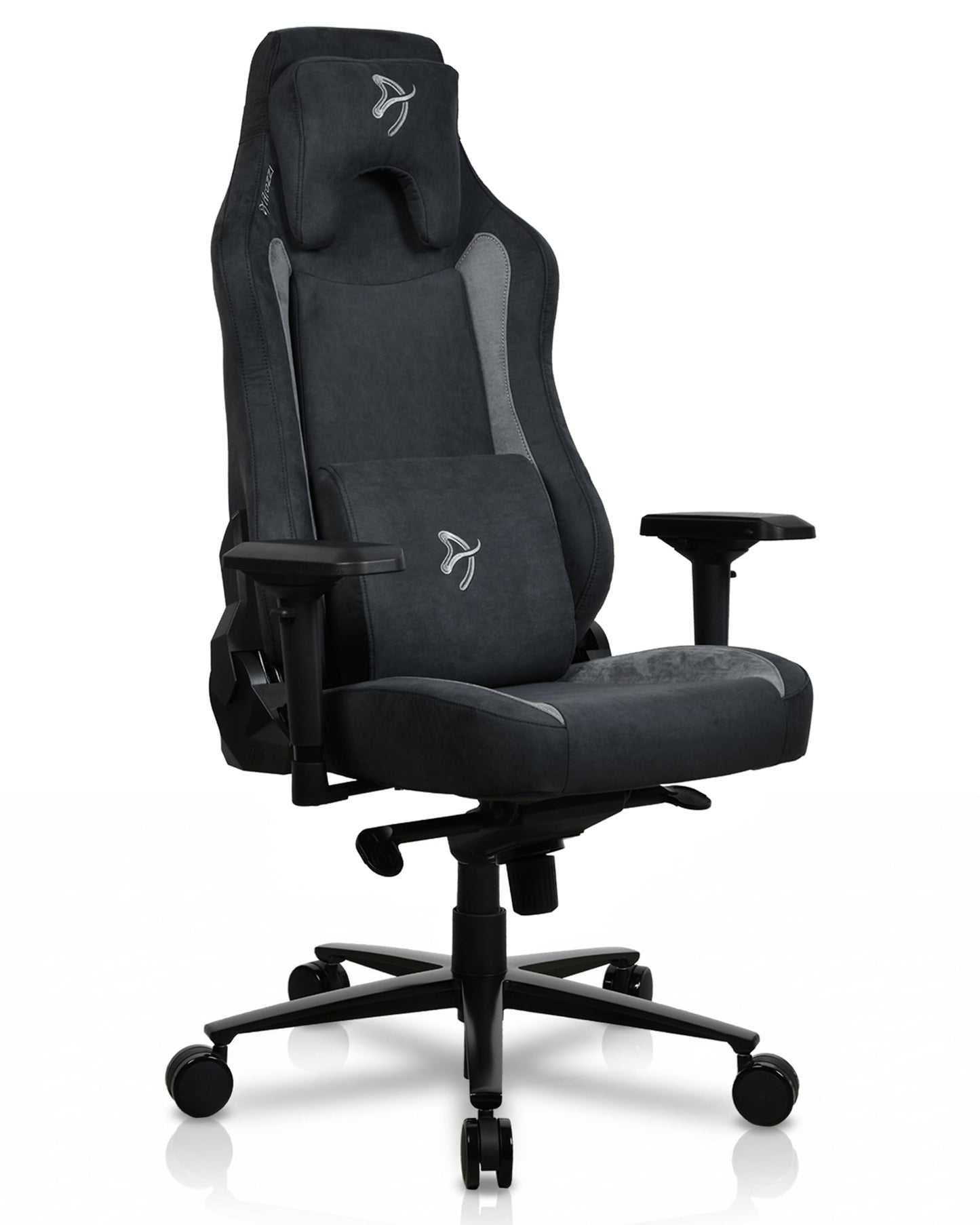 Arozzi Vernazza Supersoft Upholstery Material has a Unique Velvety Texture that is Fluid-Repellant and Breathable with Memory Foam Lumbar Support and 4D Armrest for Office and Gaming Chair - Black