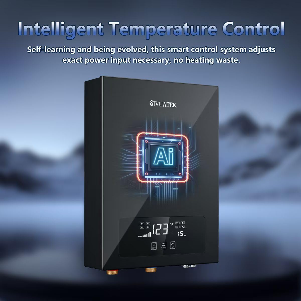Electric Tankless Water Heater SIVUATEK 14kW, 240V - On-Demand Hot Water for Whole House - ETL Certified, Self Modulating - Compact Design for Easy Installation - for 2 Point of Use Hot Water