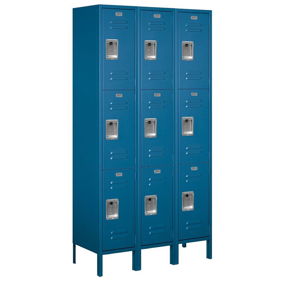 Salsbury Industries 53365BL-U Triple Tier 45-Inch Wide 6-Feet High 15-Inch Deep Unassembled Extra Wide Standard Metal Locker, Blue