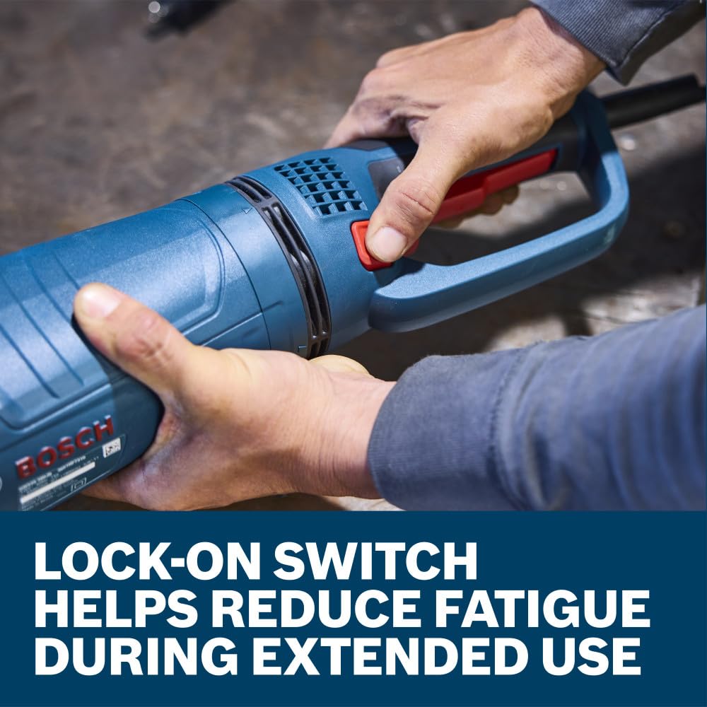 BOSCH GWS22-230J 9" Angle Grinder, 15-Amp Motor, 6,500 RPM for Heavy-Duty Grinding, Anti-Vibration Handle, Large Angle Grinder for Metalworking (Inc: Cutting Guard, Grinding Guard, and Handle)