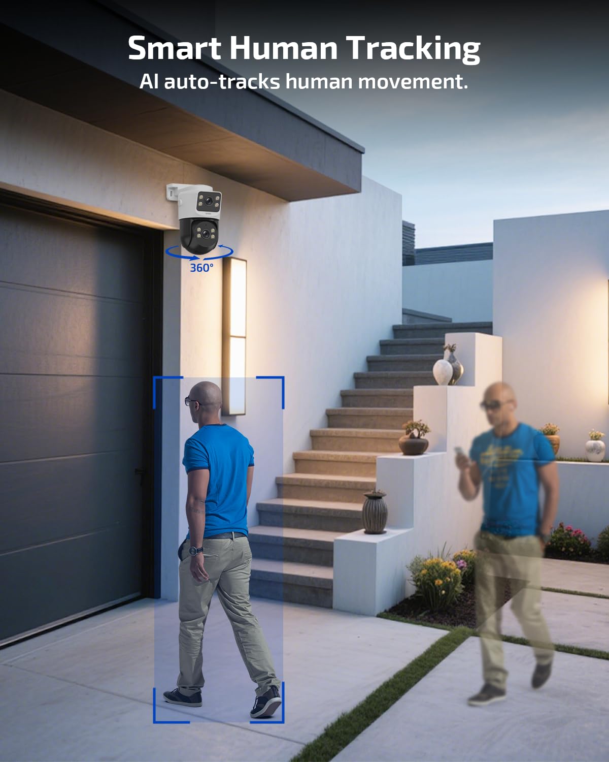 《Dual Lens & Auto Tracking》4K PoE Security Camera System Outdoor, PTZ Video Surveillance Cameras Systems, Surveillance DVR Kits