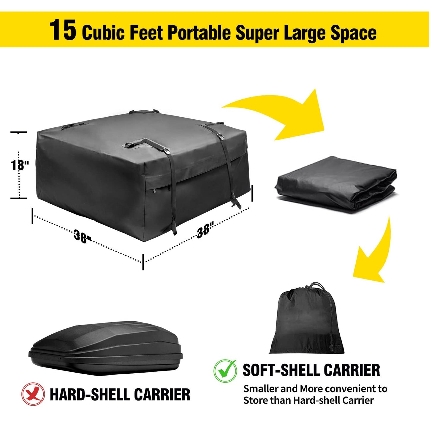 Leader Accessories 64"x39"x4" Roof Rack Cargo Basket with Cargo Bag & Net
