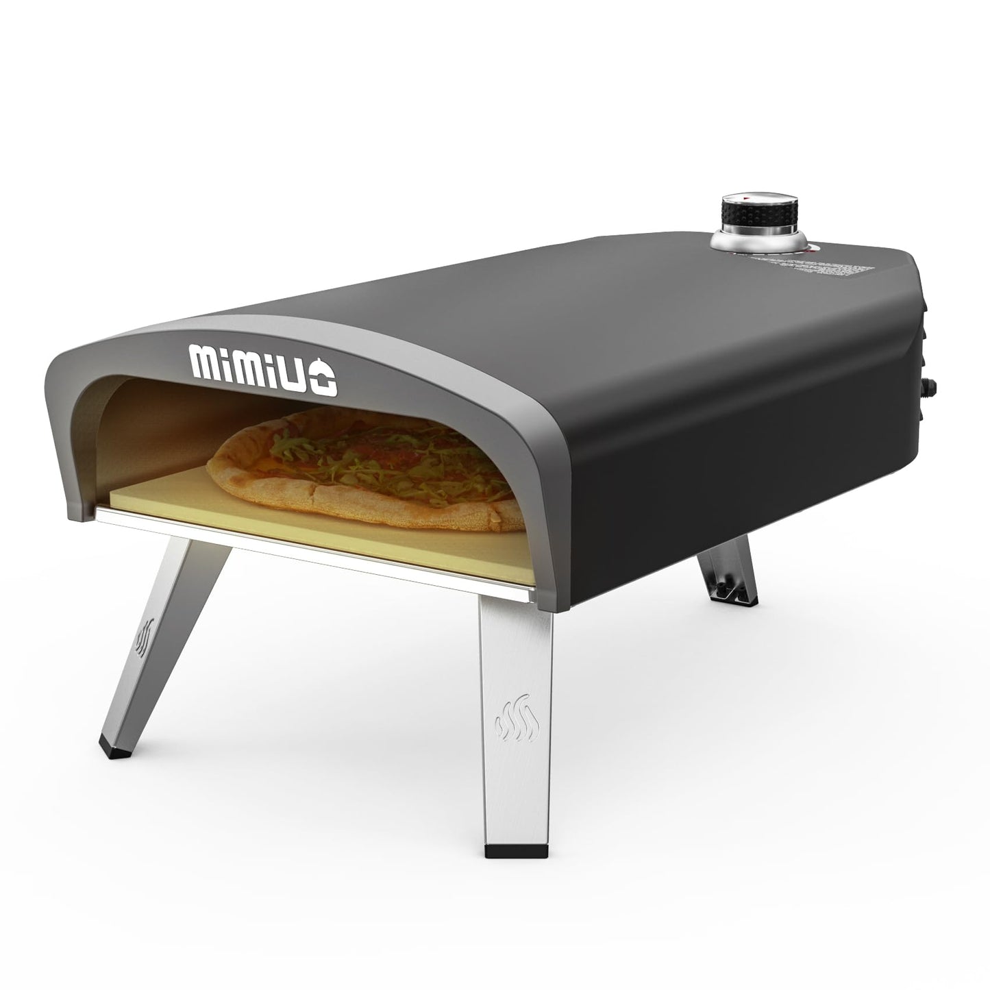 Mimiuo Gas Pizza Oven Outdoor - 33 lbs Heavy Duty Propane Pizza Stove for Outside, 60 Second Pizza - Includes 13" Square Stone Foldable Peel & Cover - Portable for Backyard Camping