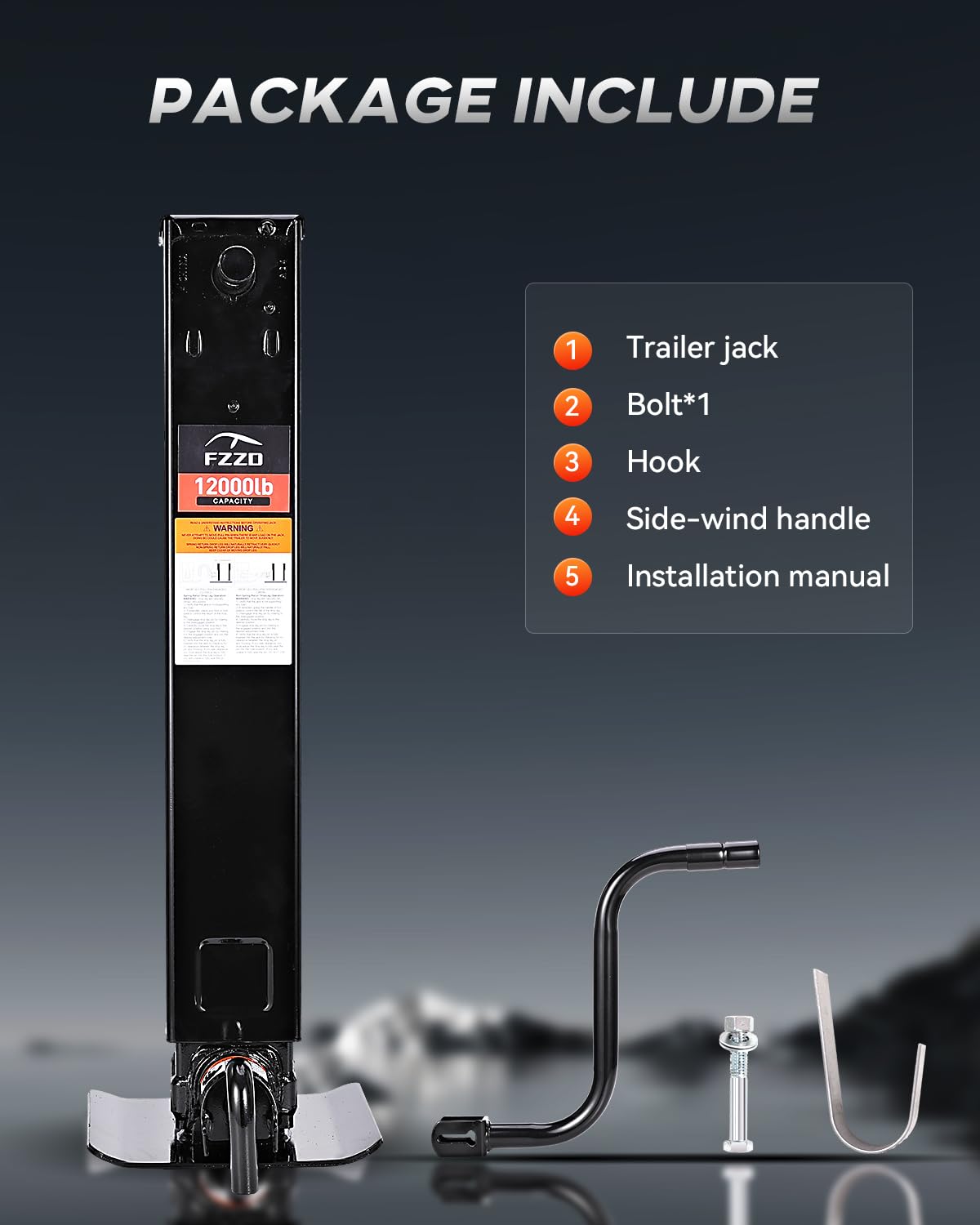 FZZD 12000lbs Heavy Duty Trailer Jack,Square Direct Weld,26" Vertical Travel,Adjustable Drop Leg,for Lift Utility Trailer, Vehicle, Boat, and Rv