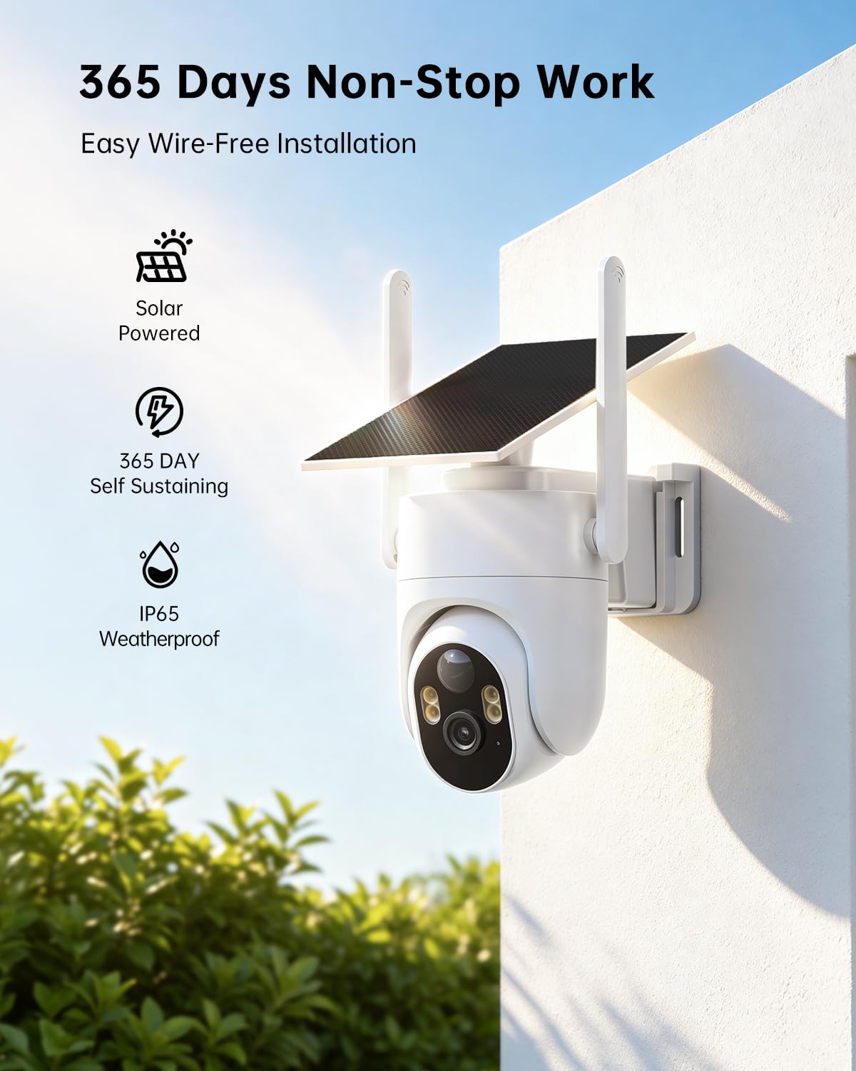 ELYSOO 4K Security Cameras Wireless Outdoor, No Subscription, Solar Camera for Home Security System, Encrypted Local Storage, 360° PTZ with Auto Tracking, Color Night Vision, 4-Cam Kit