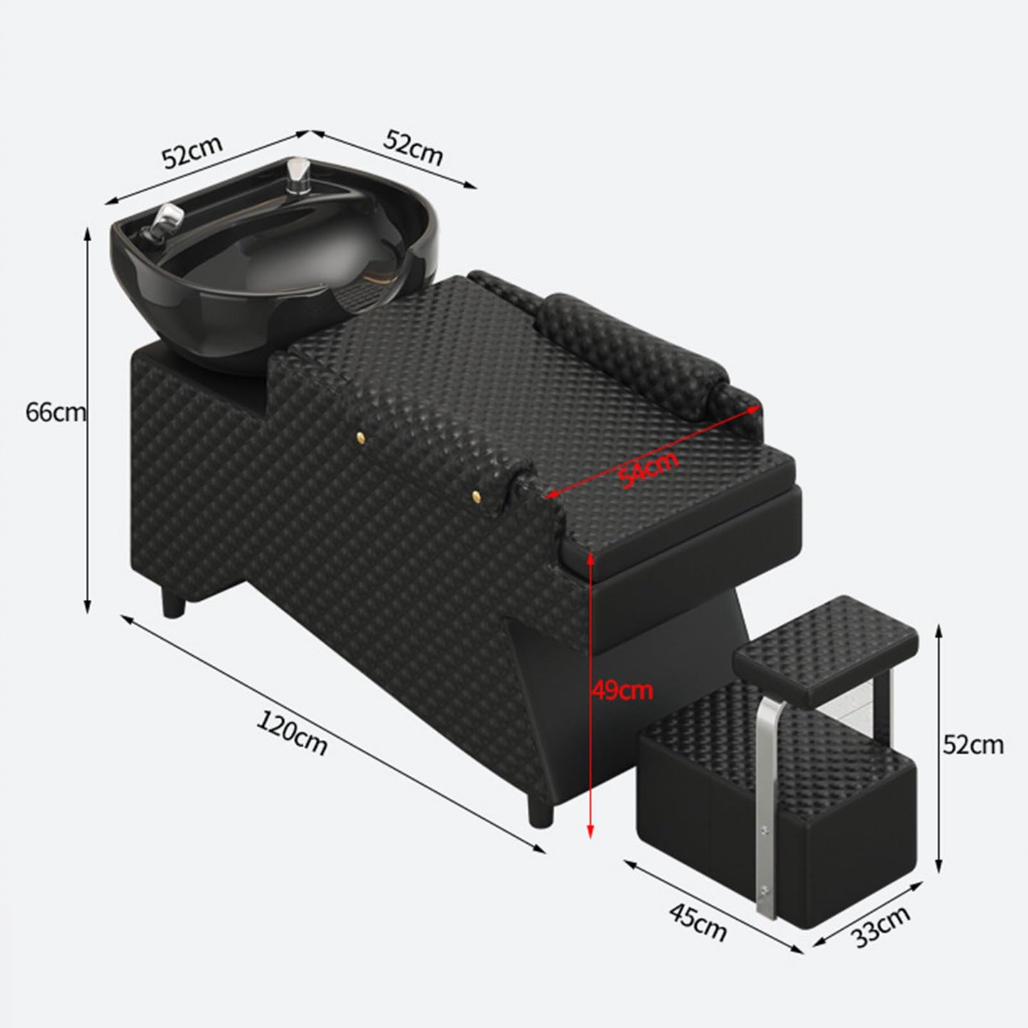 Shampoo Bowls for Salon,Shampoo Chair with Tilting Porcelain Sink, Hair Washing Station Backwash Barber Chair, Shampoo Unit for Beauty Spa,Black a,D
