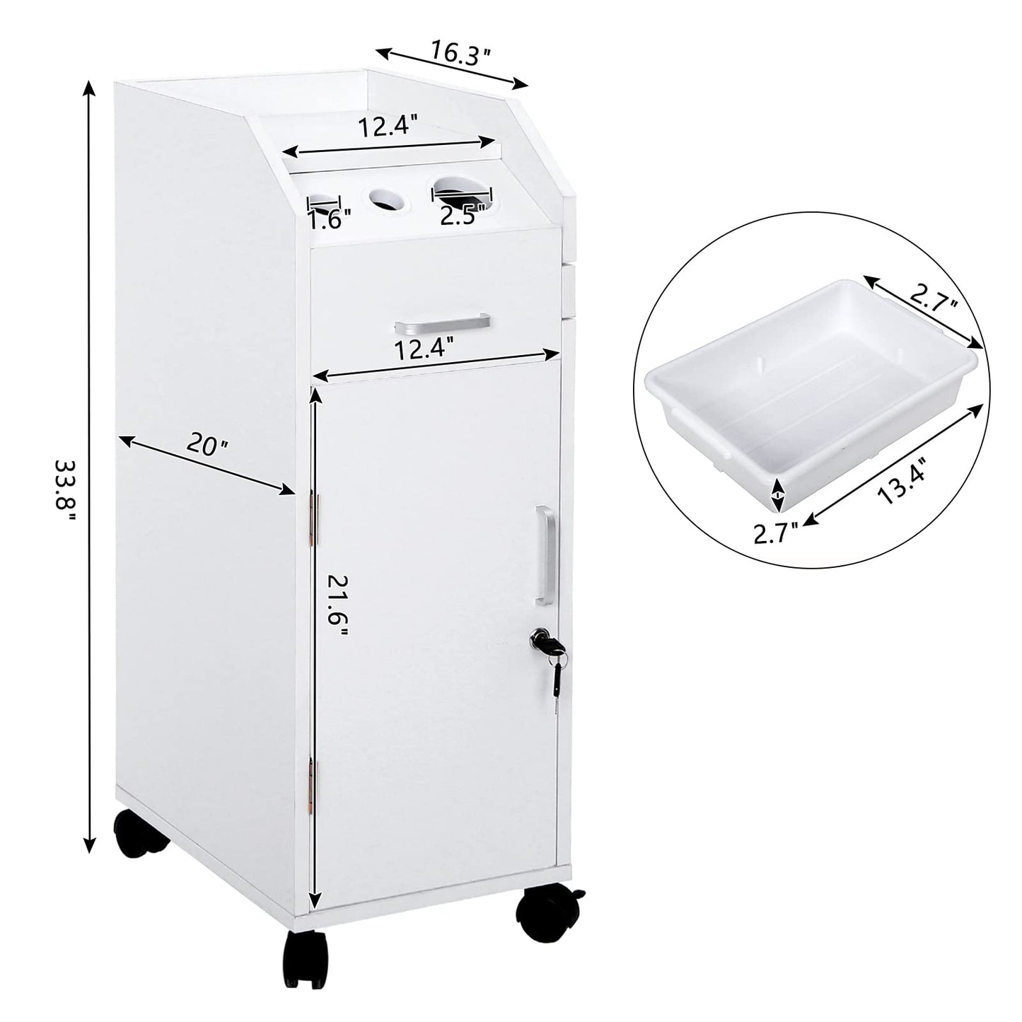 JHshop Salon Utility Station with Wheels Barber Hair Stylist Rolling Trolley Spa Storage Furniture,Salon Trolley Cart with Wheels & Drawers,Hair Cart Organizer,Rolling Salon Storage Cabinets - White