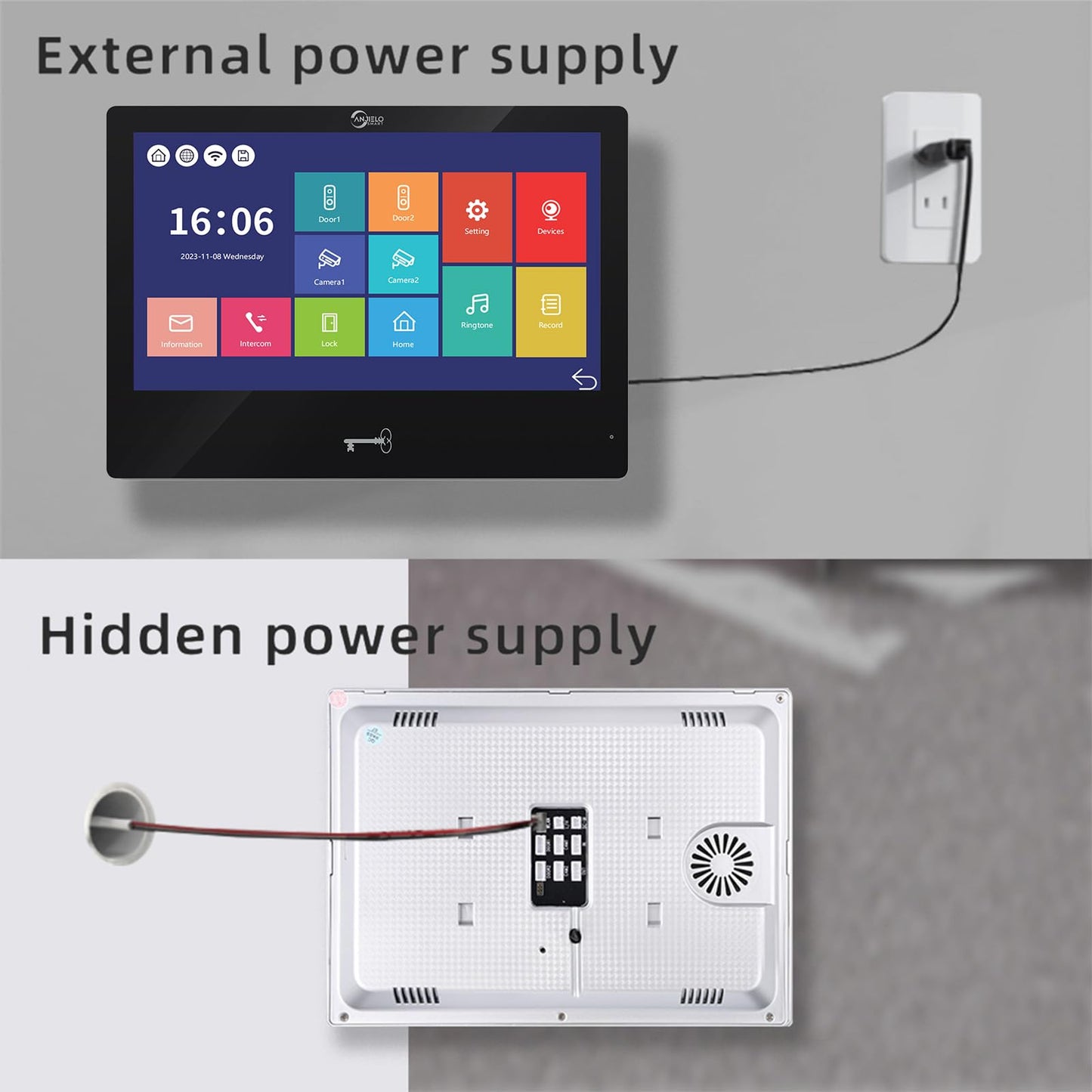 Wired Video Apartment Intercom System,Door Phone Kit,10 Inch Touch Monitor with 1080P HD Doorbell Camera,Supporting Motion Detecting 5 in 1 RFID Card Unlcking for Home Villa (1 Doorbell + 2 Monitor)