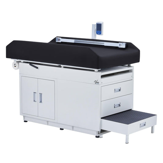 Vivacomfort Grande Pediatric Treatment Scale Table – Child Exam Table with Built-in Baby Scale & Height Rod, 500 lb Weight Capacity, Black