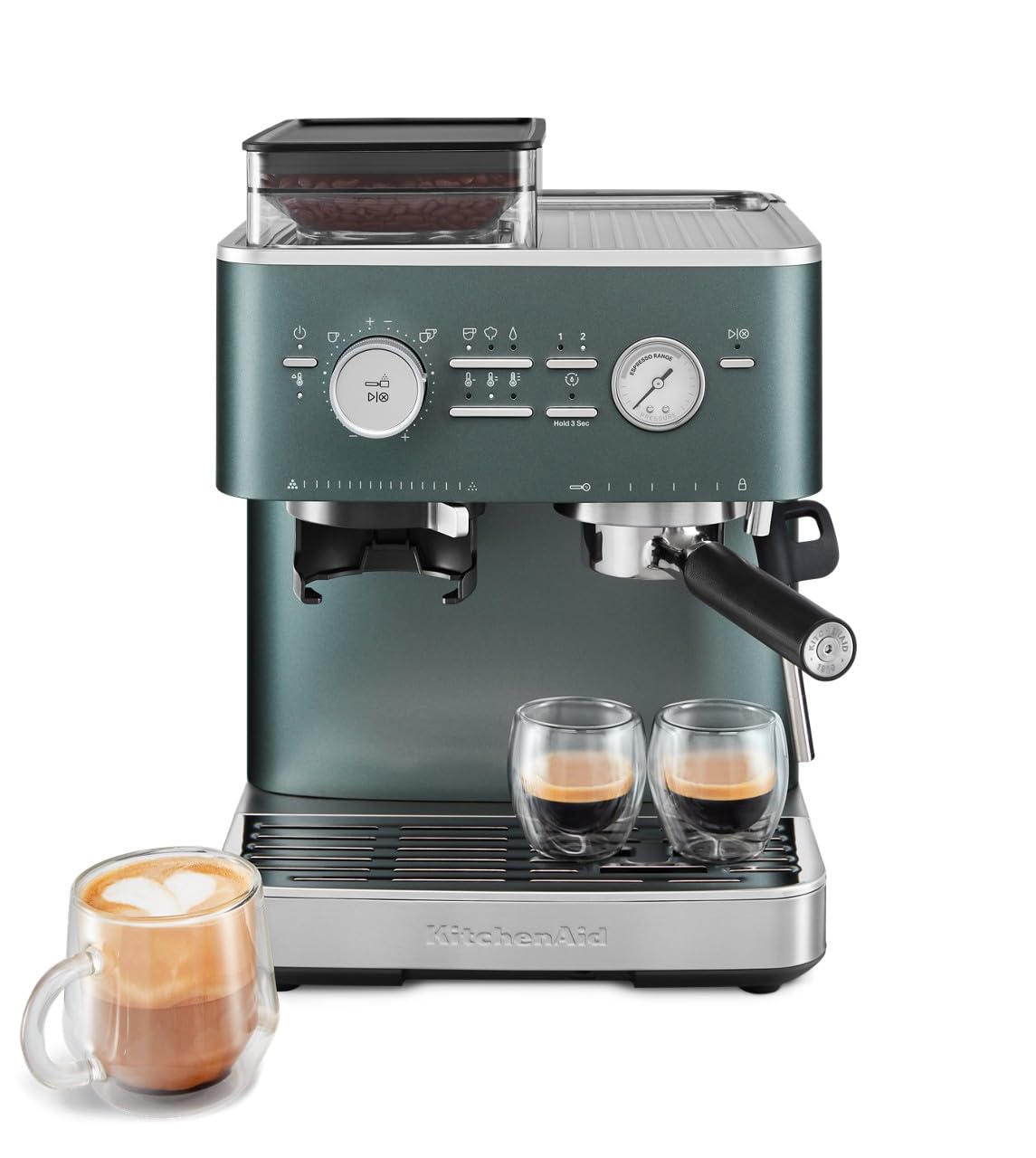 KitchenAid Semi Automatic Espresso Machine with Burr Grinder, 2.5L, KES6551JP, Juniper