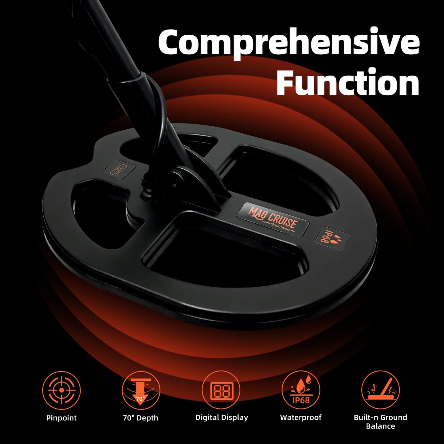 DD90 Dual D Coil Metal Detector, IP68 Waterproof, LCD Backlight | Adult Professional Gold & Silver Detector Set, for Beaches/Rivers