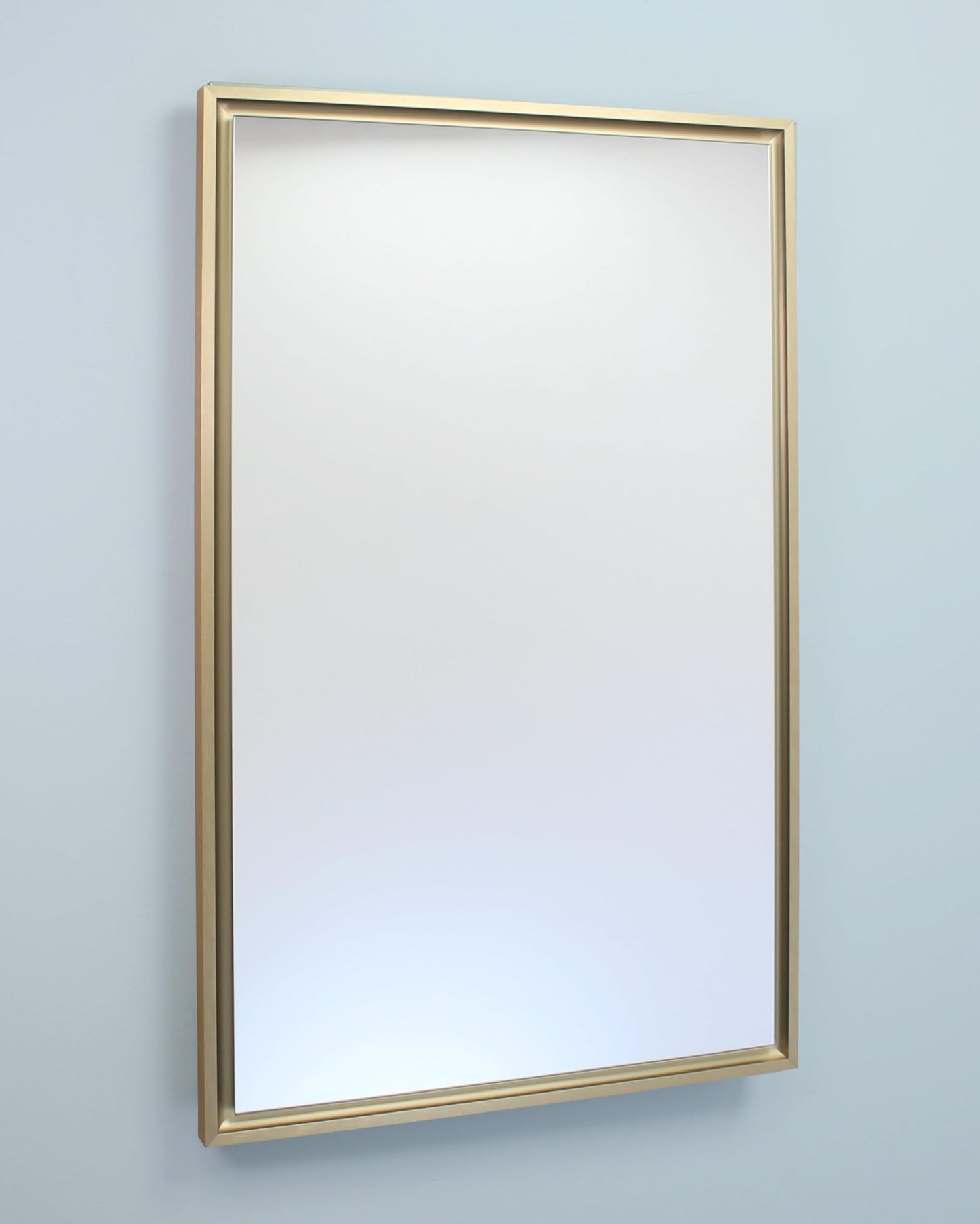 Fox Hollow Furnishings 16x26 Parker Metro Metal Framed Rectangle Recessed Bathroom Medicine Cabinet, Floating Mirror, 14x24 in-Wall Opening, Steel, Adjustable Glass Shelves, Magnet Close, Gold