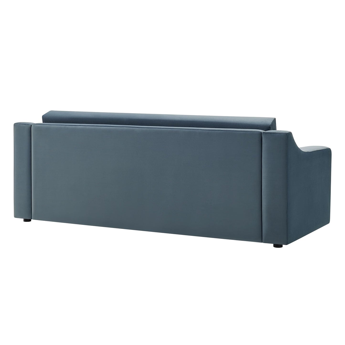 Modway Liora 87 Inch Stain-Resistant Performance Velvet Sofa in Cadet Blue - 3 Seater Upholstered Sofa Couch for Living Room Seating - Comfy Deep Seat Sofa with Scoop Arms