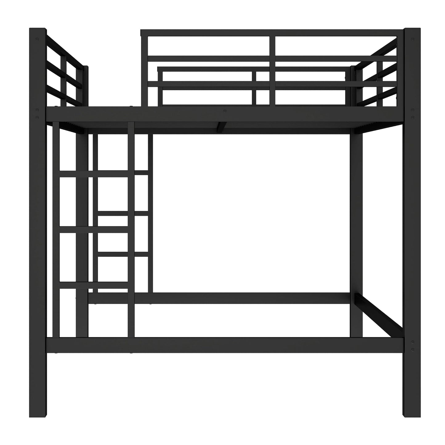 Bellemave Heavy Duty Loft Bed Frame with 2 Build in Ladder and Full Length Guardrail, Easy Assemble Loft Bed Queen Size, Noise Free Design, No Box Spring Needed, Black