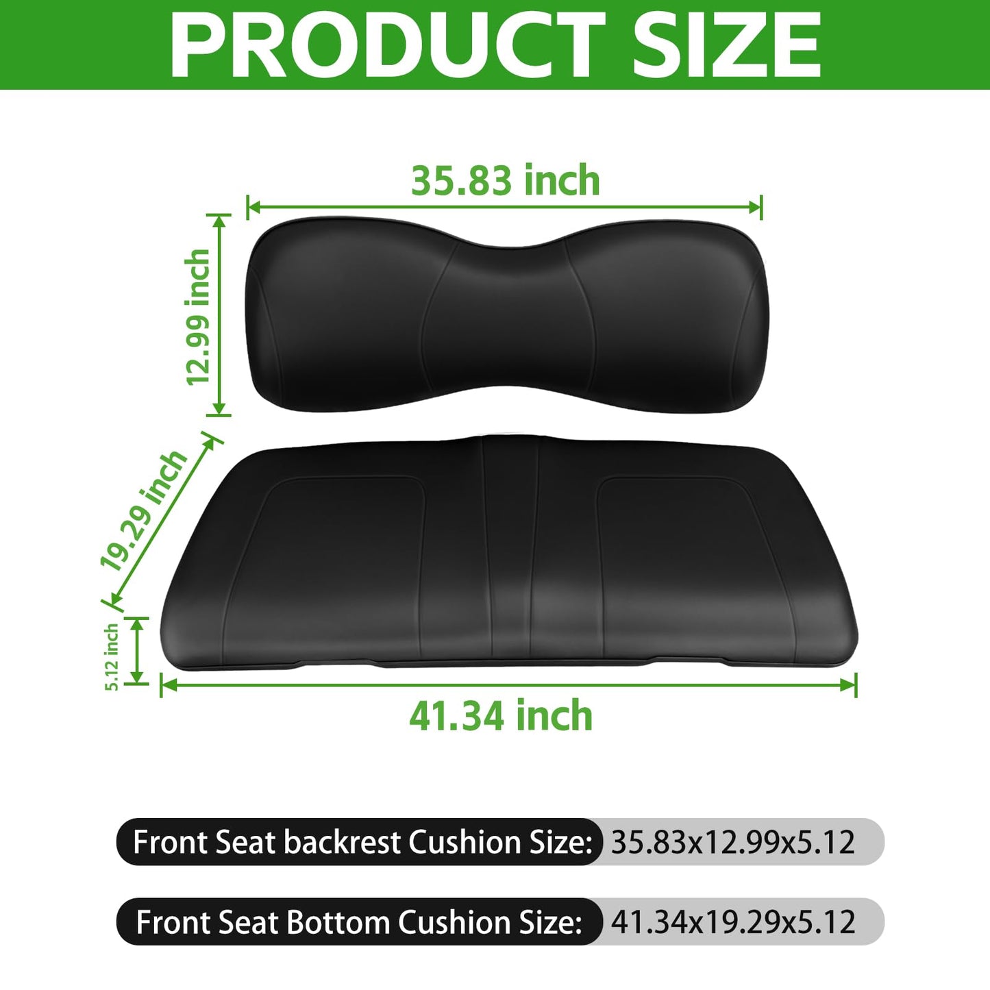 Shu-Ran Golf Cart Front Seat Bottom and Back Rest Cushion Assembly Kit Replacement for Yamaha G29/Drive 2007-2016,Black