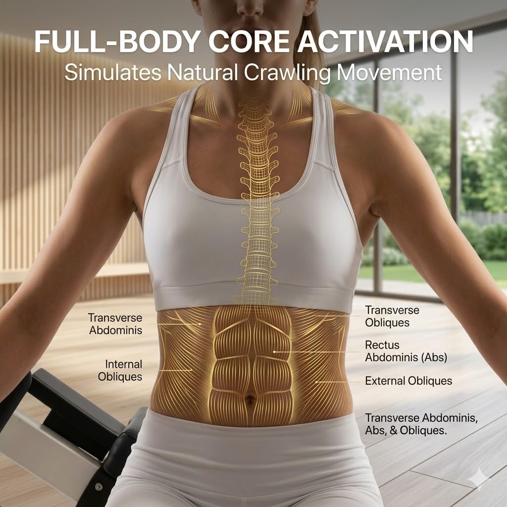 Crawling Training Machine Noiseless Spine Twist & Stretch Trainer Effective Waist & Spine Workout, 3 Adjustable Height LED Counter 230kg Capacity,Detachable,for Full-Body WorkoutWhite,57 in