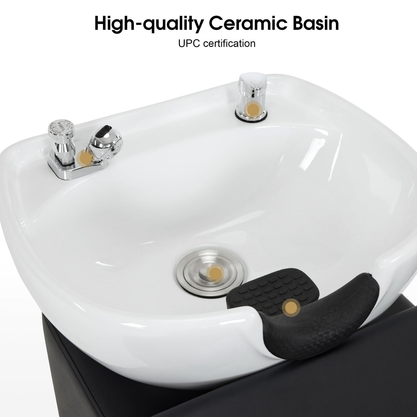 BarberPub Shampoo Backwash Station Chair, Ceramic Shampoo Bowl and Chair Set for Salon with Independent Footrest, Barbershop, Home Salon, Beauty Spa 9115