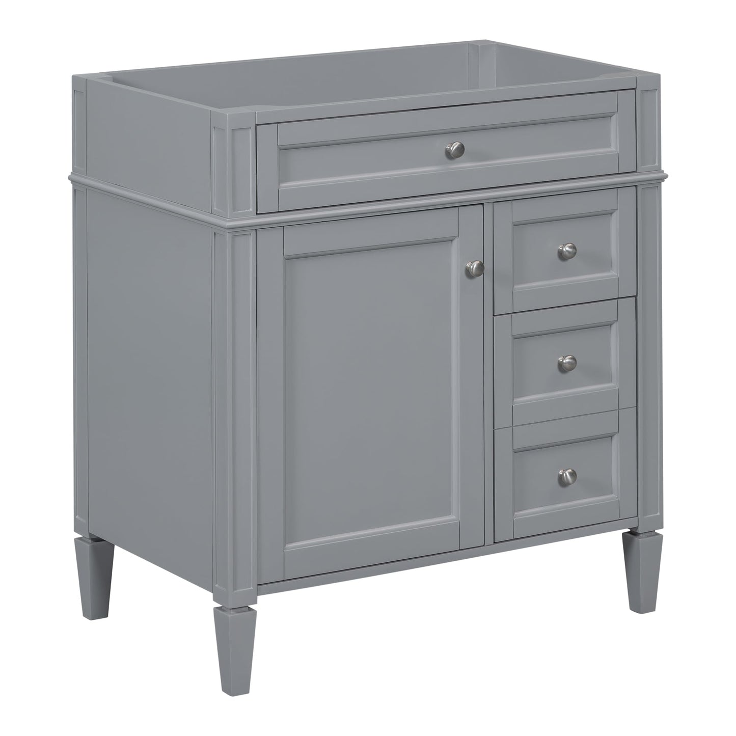 Favfurish 30" Bathroom Vanity Without Top Sink,Modern Freestanding Bath Storage Cabinet with 2 Soft-Close Drawers and Tip-Out Tray & Cabinet Door Organizer,Adjustable Shelf,Easy Assembly,Grey