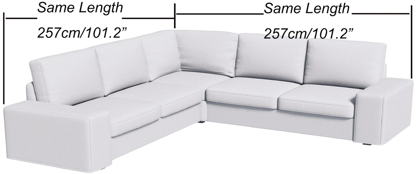 The Heavy and Durable Cotton Kivik Sectional 4 Seat Sofa Cover Replacement is Compatible with IKEA Kivik Corner 2 + 2 Four Seat Couch Slipcover. (Light Gray 2+2)