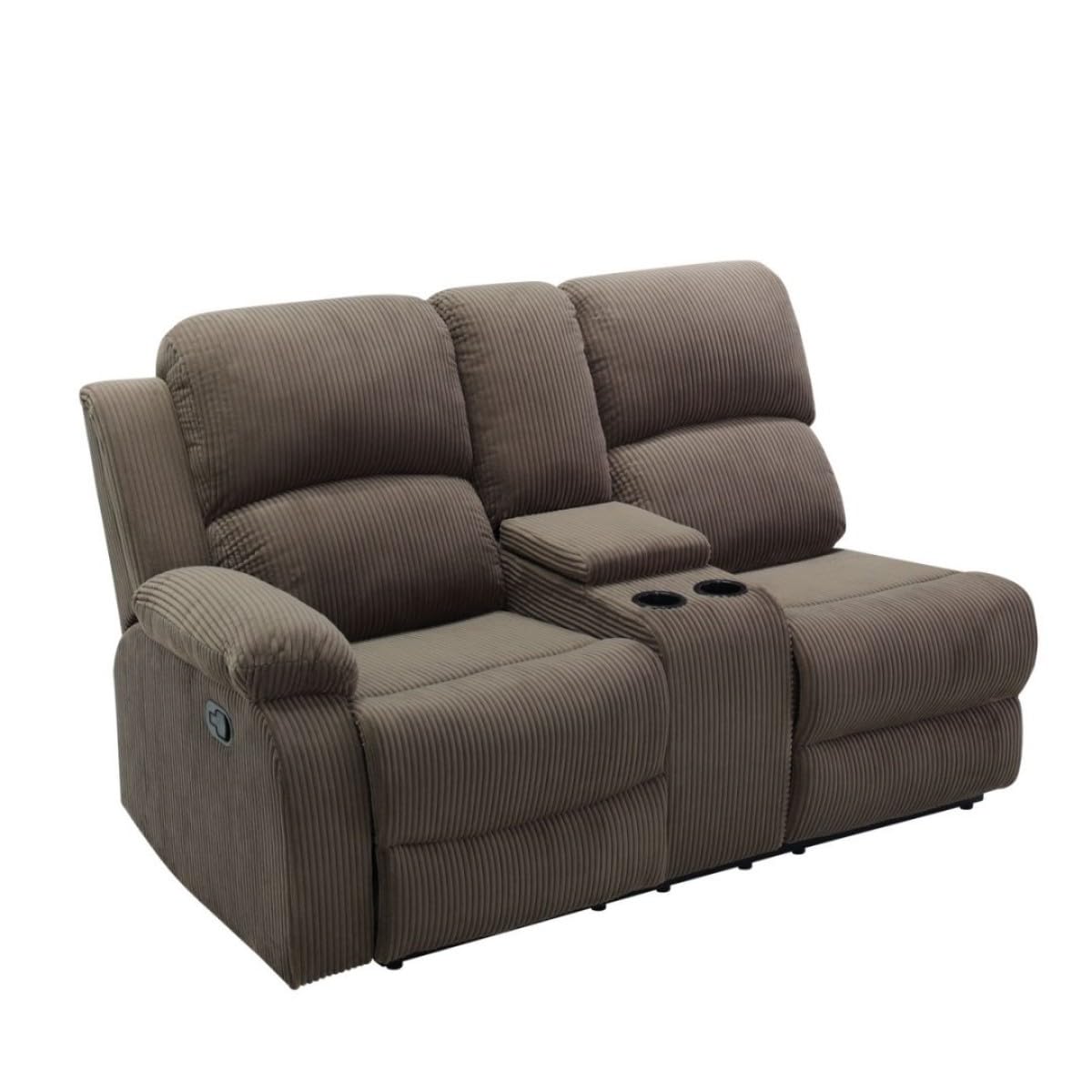 UOCFYK Reclining Sectional Sofa Set, L Shaped Recliner Couch with Cup Holder and Storage Console for Home Theater & Living Room, Camel