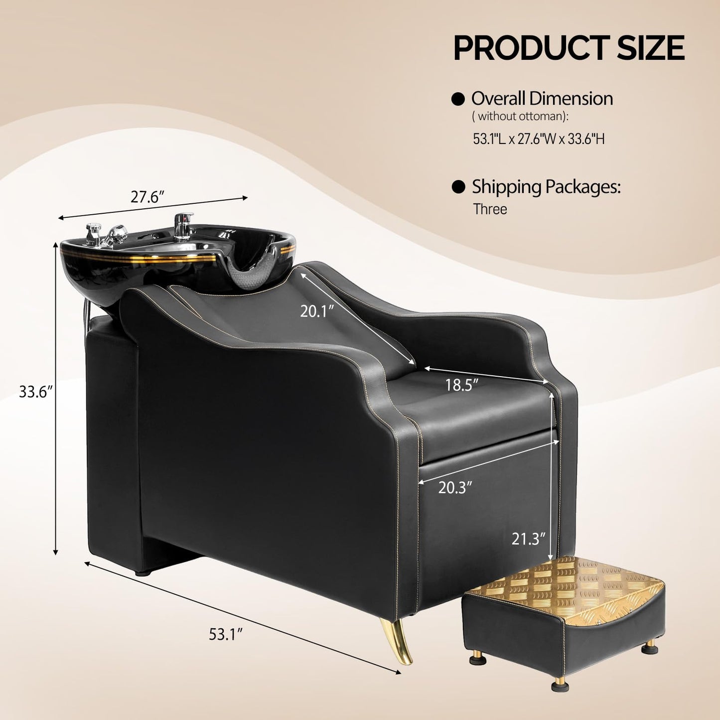 OmySalon Shampoo Backwash Unit with Large Porcelain Bowl, Salon Sink Hair Wash Chair Shampoo Station, Barbershop Beauty Spa Massage Hairdressing Equipment
