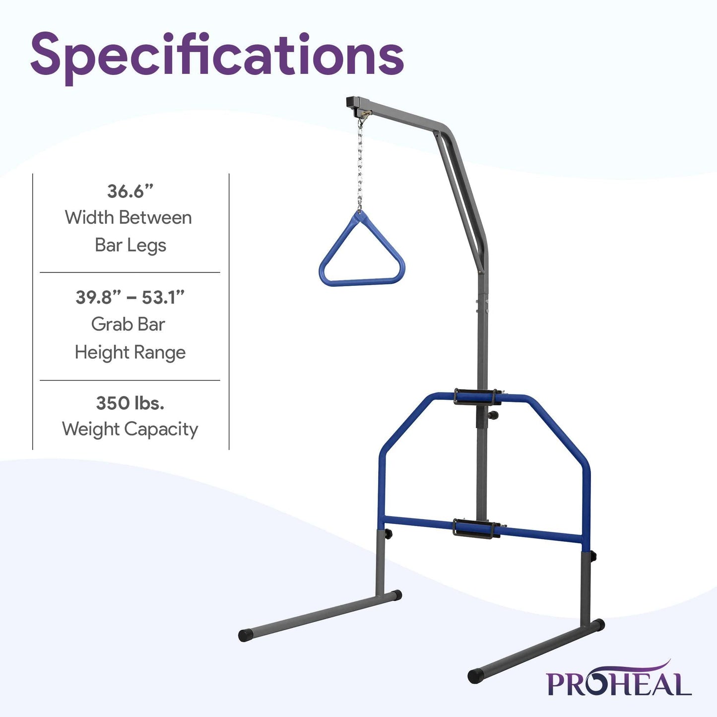 ProHeal Medical Trapeze Bar for Bed Mobility - Long Term Care Trapeze Bar Set with 350 lb. Weight Capacity - Bed Pull Up Assist for Elderly and Bedridden Patients
