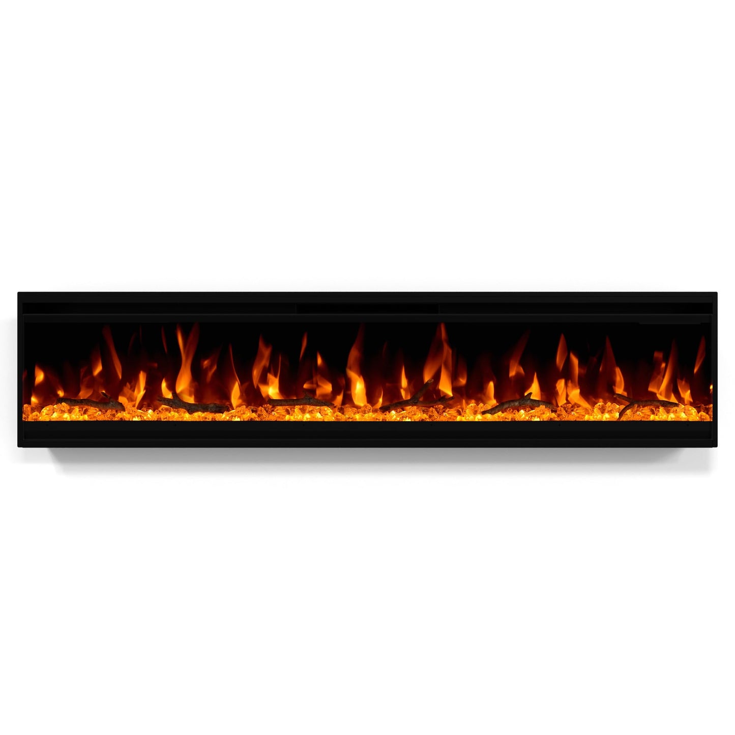 60 inch Electric Fireplace, 4.3" Ultra-Thin Electric Fireplace Inserts, Ultra-Narrow Frame, Wall Mounted and Recessed Fireplace, Log & Crystal, Touch Screen & Remote Control, 1500W