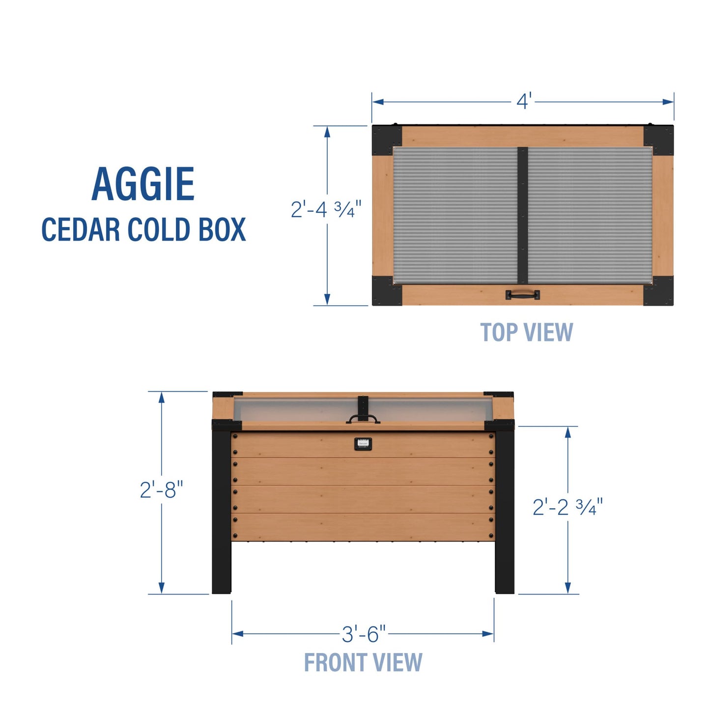 Backyard Discovery Aggie 4' x 2' Cedar Wood Cold Frame Portable Mini Greenhouse, Raised Garden Planter with Temperature-Activated Polycarbonate Lid, Mesh Drainage for Year-Round Outdoor Gardening